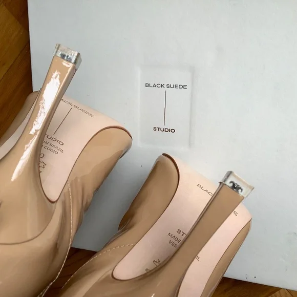 Black Suede Studio Laura Bootie Patent Leather Porcini SZ EU40/US9.5 - Picture 7 of 16